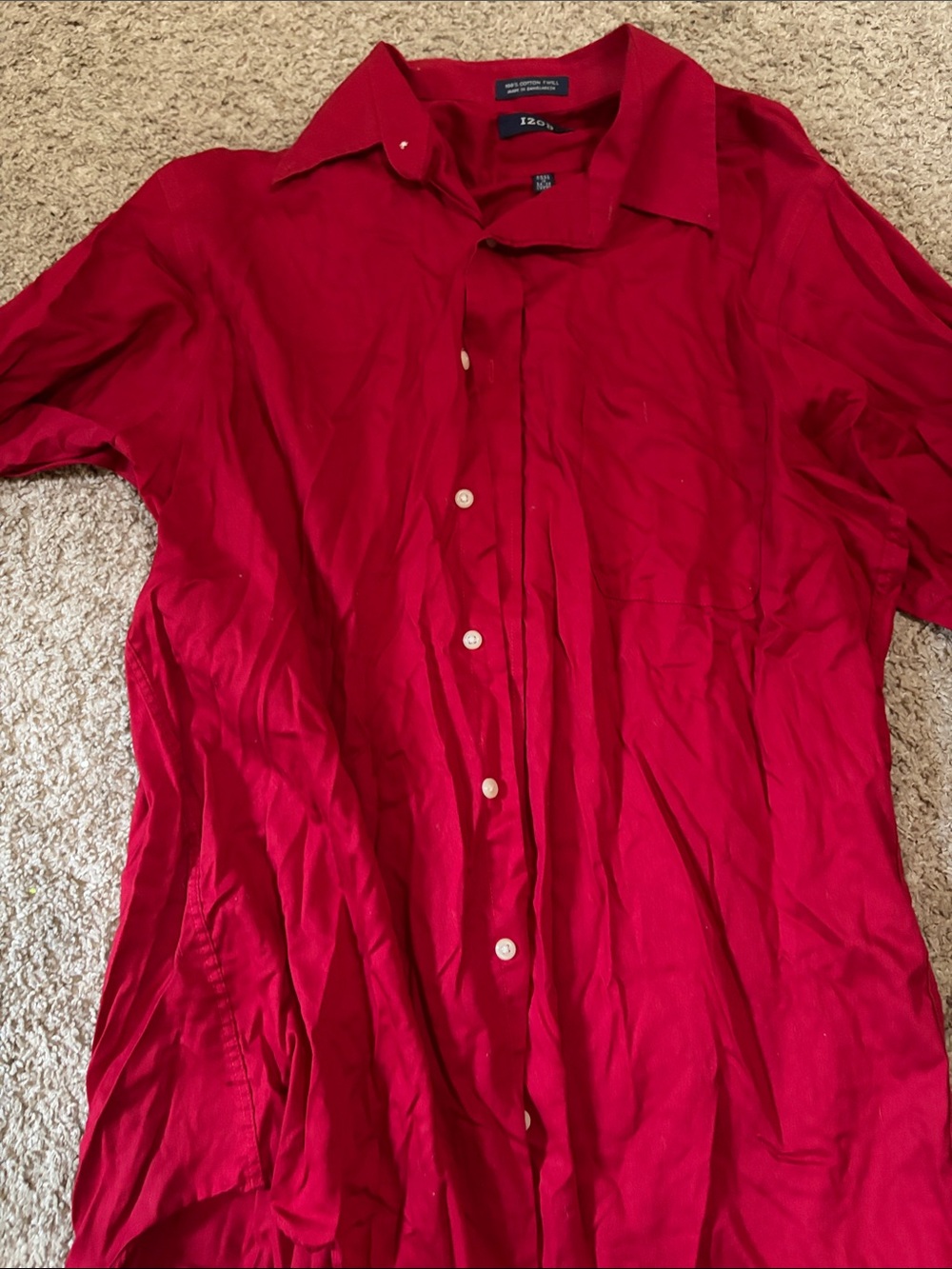 Izod Men's Vibrant Red Short-Sleeve Button-Down Shirt